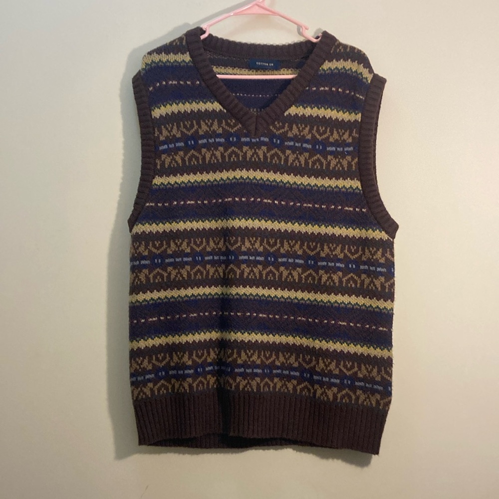 Men's Brown Patterned Sweater Vest